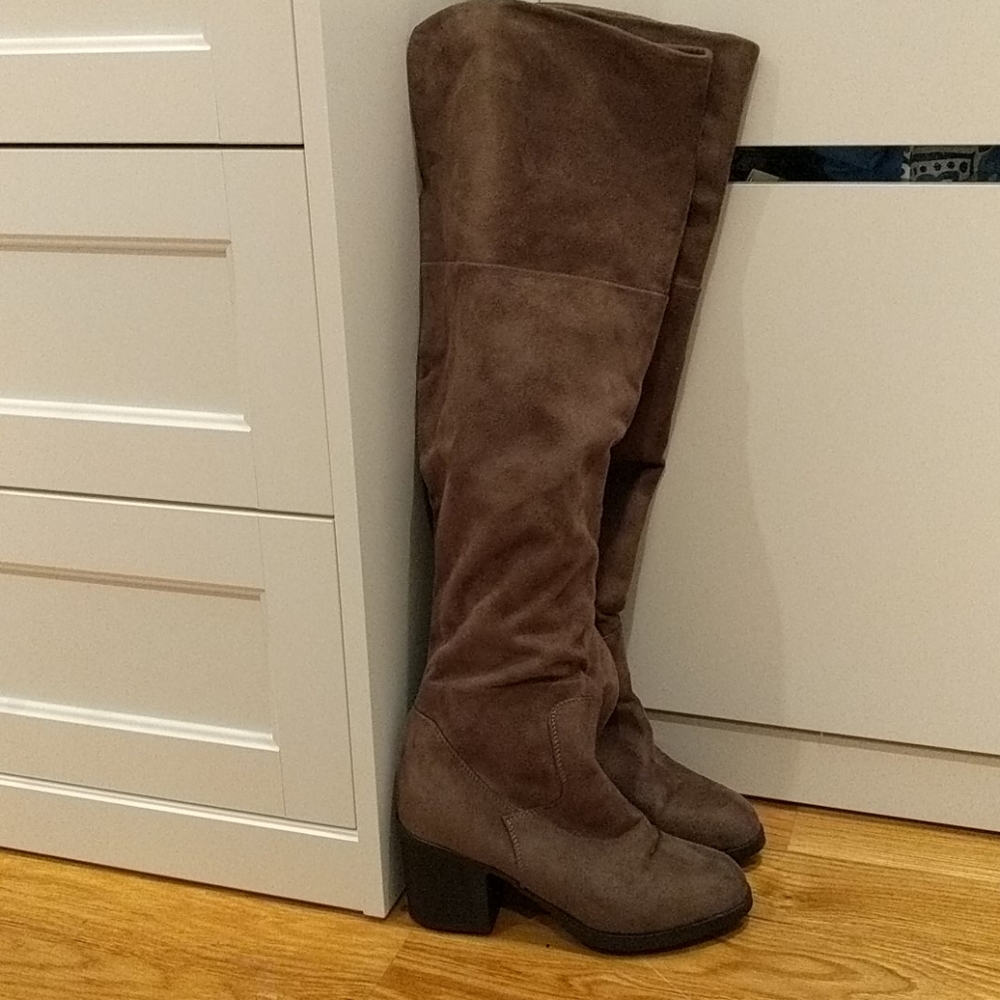 Brown suede, over the knee boots